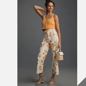 Anthropologie Colette Linen Pants Crop Wide Leg Dylan Mierzwinski Maeve 28 NWOT